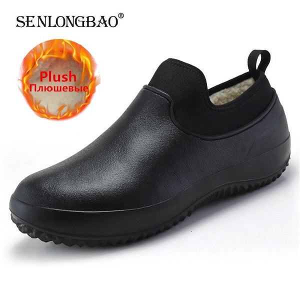 Men Shoes Kitchen Working Shoes Add Cotton Non-slip Waterproof Chef Shoes Casual Unisex Work Shoes Water Shoes Rain Cotton Boots