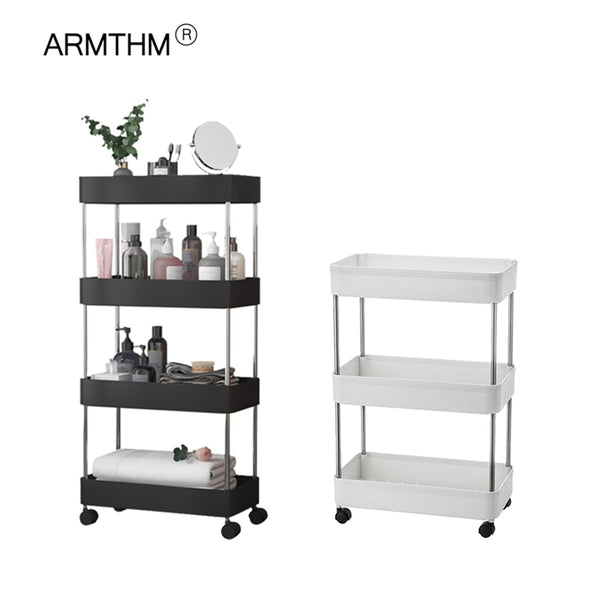 Kitchen Bathroom Trolley Floor Shelf Multi-Layer Removable Storage Rack Space Saving Mobile Storage Rack Organizer with Wheels