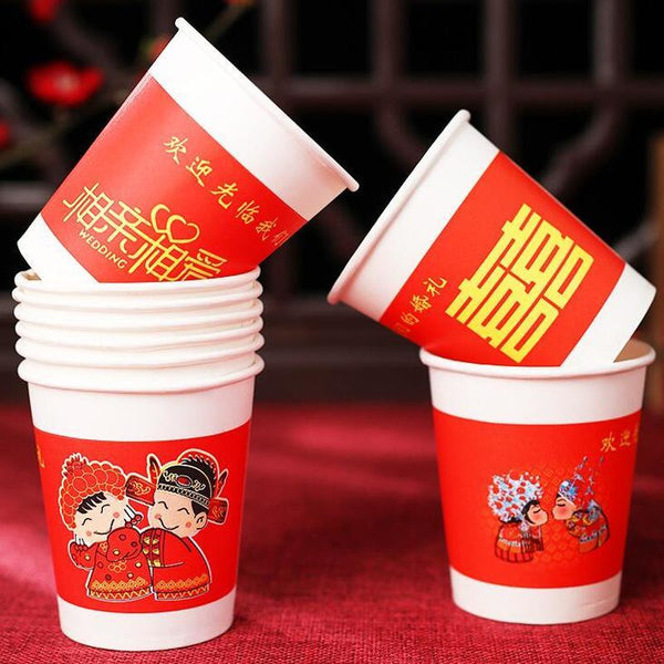 50pc/Pack 250ml Paper Cups Wedding Tea Milk Paper Cup Disposable Coffee Cup Drinking Accessories Party Supplies Accept Customize