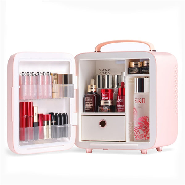 9L Refrigerator For Cosmetics With Mask Heating Mini Skin Care Beauty Fridge Makeup 220V Cooler Warmer Freezer For Car Home