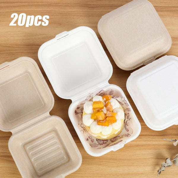 20Pcs Disposable Eco-Friendly Bento Box Food Meal Prep Lunch Storage Fruit Salad Hamburger Cake Package