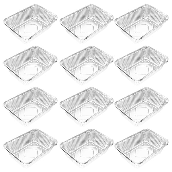 50Pcs Disposable Rectangle Aluminum Foil Food Tray Baking Pan  Container BBQ Accessories  with Lid   dessert