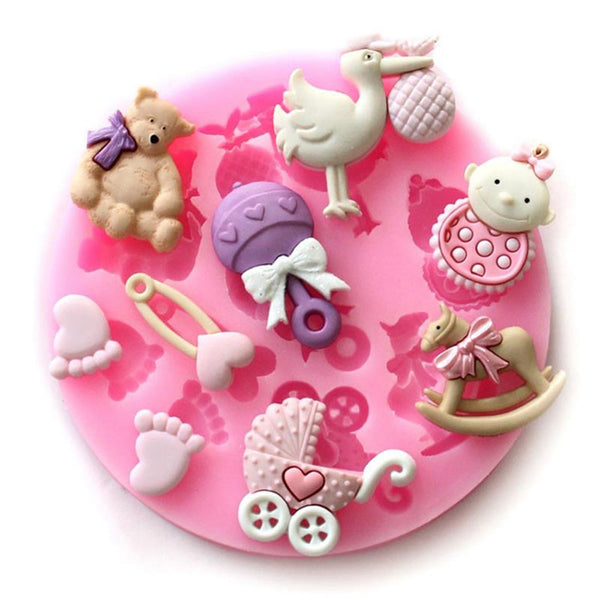 Baby, Car, Bear, Silicone Fondant Chocolate Molds  DIY Cake Resin Mold For Baking Pastry Cup Cake Decorating Kitchen Tools M011