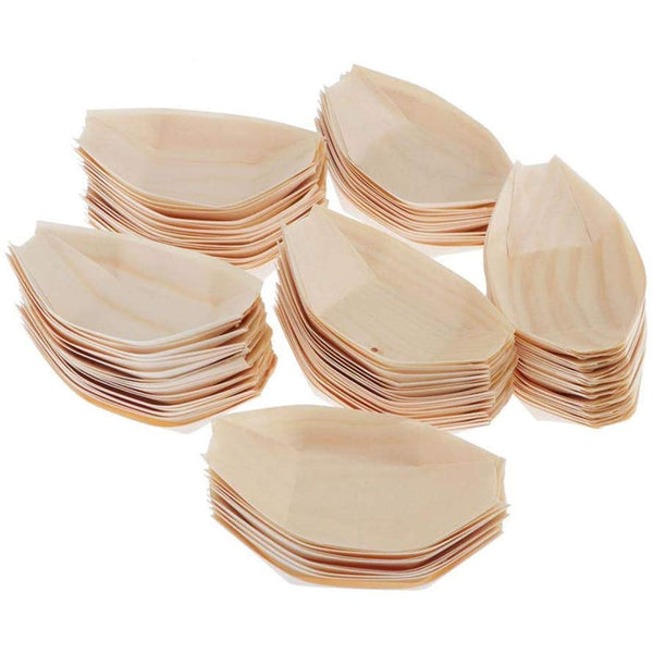 Promotion - Home Party Wedding Supplies, 80mm Disposable Sushi Salad Dessert Bowl Natural Pine Wood Serving Boat, 50/Pack