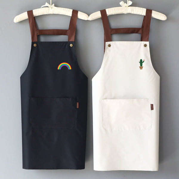 1Pc Waterproof Apron Women&#39;s Solid Color Bib Apron Women&#39;s Adult Home Cooking Baking Coffee Shop Clean Apron Kitchen Accessories