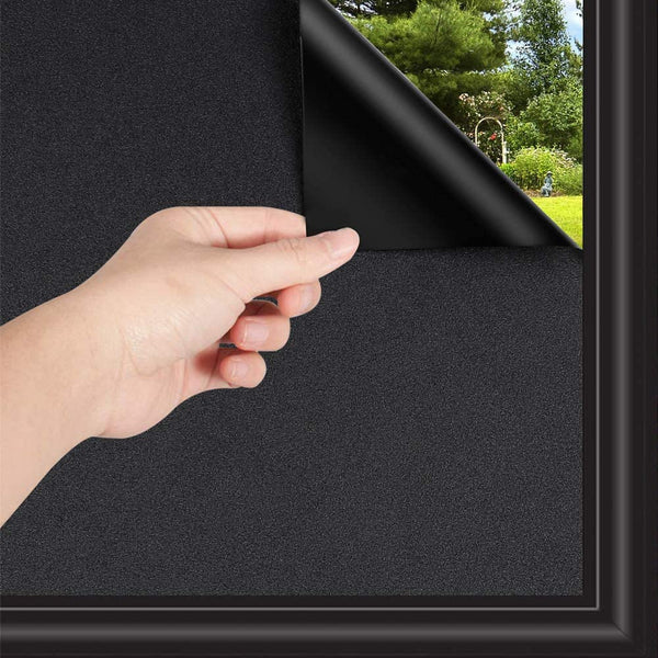 Removable 100% Light Blocking Darkest Window Film Static Total Blackout Glass Privacy Darkening Window Tint Black Window Sticker