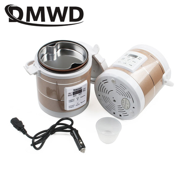 DMWD 12V 24V Mini Car Truck Rice Cooker Soup Porridge Cooking Machine Food Steamer Electric Heating Lunch Box Meal Heater Warmer