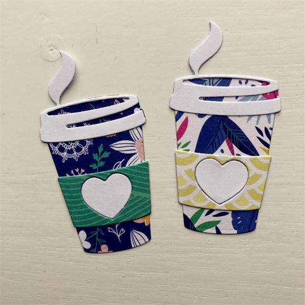 Coffee cup with Heart Metal Cutting Dies Stencil for DIY Scrapbooking Embossing Album Paper Cards Decorative