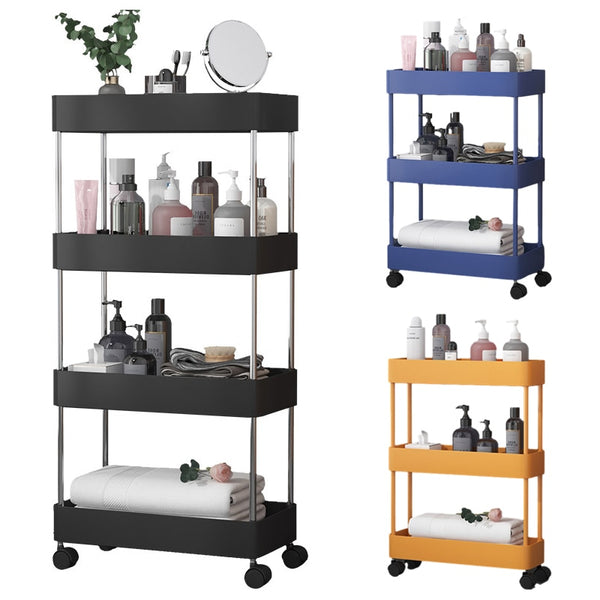 2/3/4 layer Narrow Gap Storage Rack Slim Storage Cart with Wheel Trolley Kitchen Bathroom Shelves Organizer Mobile Shelving