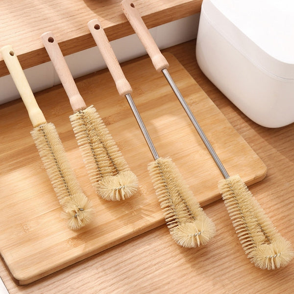 Wooden Long Handle Bottle Cleaning Brush Kitchen Cleaning Tool  Drink Wineglass Bottle Glass Cup Scrubber Cleaning Brush