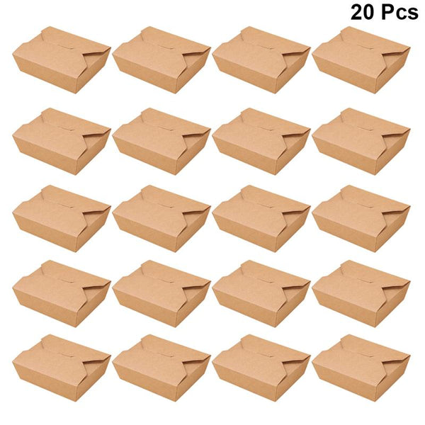 20pcs Kraft Paper Lunch Box Disposable Meal Prep Containers Food Takeout Boxes For Restaurant Home