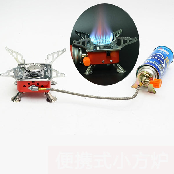 Outdoor Fishing Portable Folding Mini Stove Small Square Card Furnace Long Gas Tank Furnace Self-driving Stove Tourist Equipment