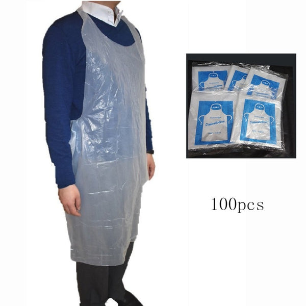 100Pcs Disposable Poly Aprons Transparent Cleaner Oil-proof Sanitary Apron For Household Daily Supplies 39*24 inches