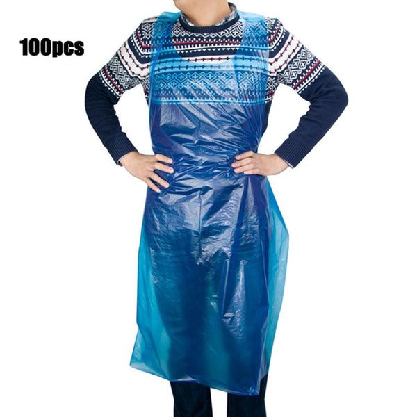 100PCS/Set Disposable Poly Aprons Transparent Cleaner Oil-proof Sanitary Apron For Household Daily Kitchen Supplies 39*24 inch #