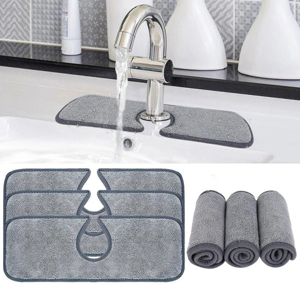 Kitchen Faucet Absorbent Mat Sink Splash Guard Microfiber Faucet Splash Catcher Countertop Protector for Kitchen Bathroom