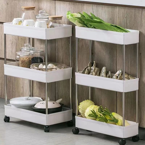 2/3/4layer Kitchen Rack Toilet Bathroom Floor Multi-storey Trolley Foldable Storage Organizer D74