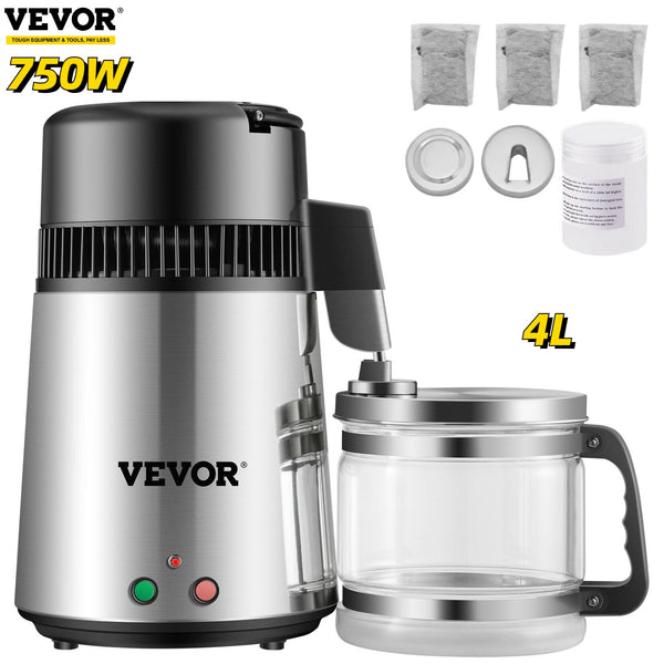 VEVOR 4L Pure Water Filter 304 Stainless Steel Home Water Bottle Drinking Distiller Machine Electric Dental Filtration Purifier