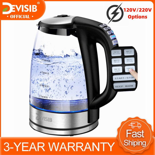 DEVISIB Electric Kettle Temperature Control with 6 Presets 4hours Keep Warm 2.0L Hot Water Boiler Auto-Off &amp; Boil-Dry Protection