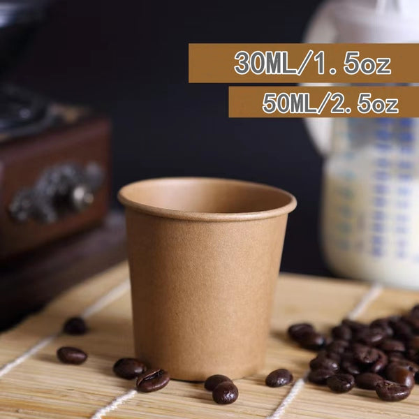 Disposable Paper Cups 1.5oz/2.5oz Kraft Paper Cups Coffee Milk Cup Paper Cup for Hot Drinking Party Supplies