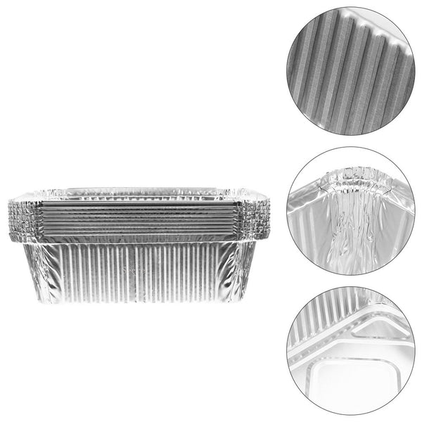 50Pcs Disposable Rectangle Aluminum Foil Food Tray Container BBQ Accessories Baking Pan Container with Lid BBQ Food Tray