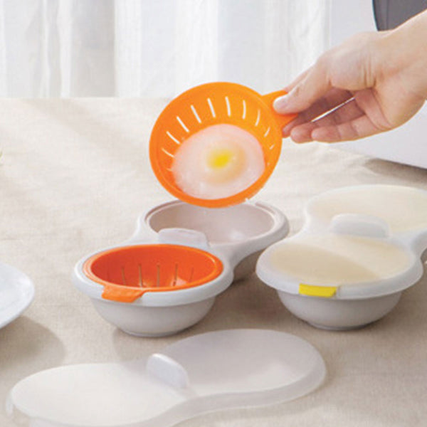 Microwave Egg Poacher Egg Steamer Double Cup Egg Boiler Steamed Egg Set Creative Kitchen Cooking Tools Ovens Cooking Mold