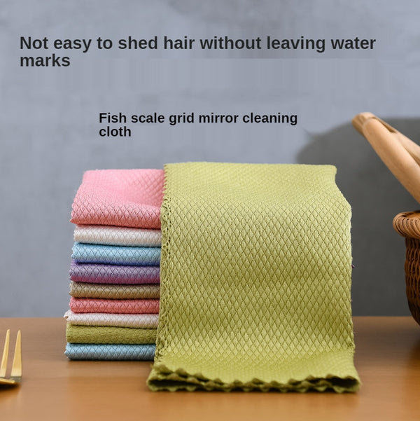 5 pcs Household Cleaning Products Cloth Fish Scale Rag for Glass Clean as Soon as You Wipe It Kitchen Tools Microfiber for Glass