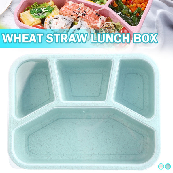 4 Compartment Lunch Box Kids Adults Food Container Wheat Fiber Bento Storage Box Lunch Container Home Kitchen Tableware Supplies