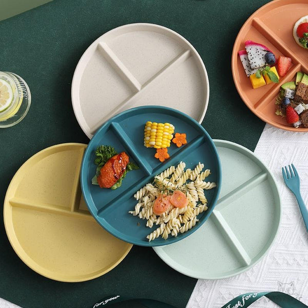 Eco-Friendly Wheat Straw Divided Plate Fruit Salad Plate Food Tray Dinner Plate Compartment Plate Kitchen Dinnerware Platos