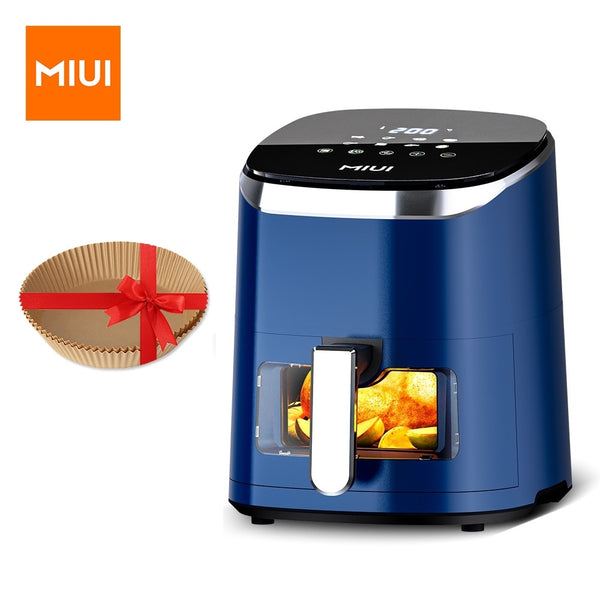 MIUI 4.5L/5L Air Fryer Without Oil Hot Air Electric Fryer with Viewable Window &amp; Touch Screen Home Square Deep Fryer Ocean Heart