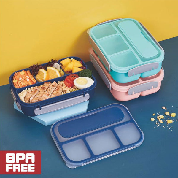 Lunch Box With Spoon Kitchen Accessories Microwavable Food Container For Kids Adult 4 Compartment School Office Bento Boxes