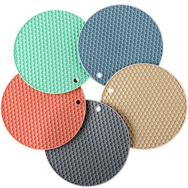 18cm Silicone Tableware Mat Heat Honeycomb Potholder Kitchen Pot Mat Casserole Mat Place Mat Tea Coaster Tool Gadgets Home Decor