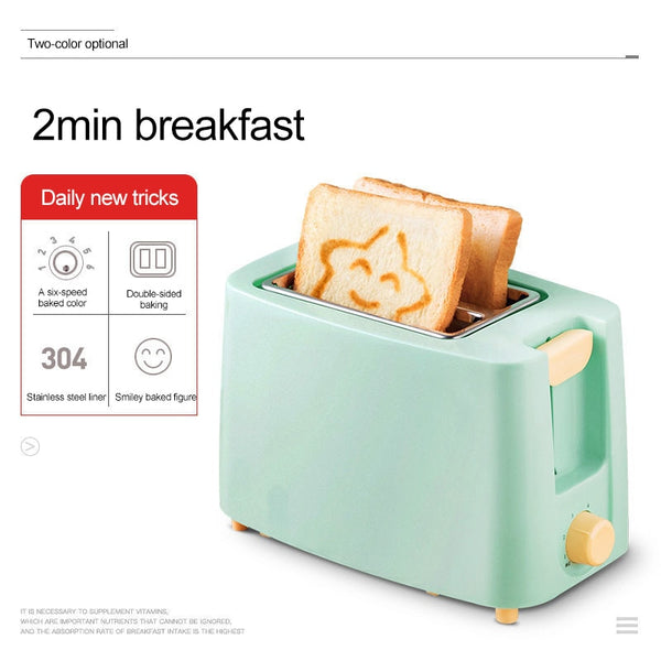 Stainless Steel Electric Toaster Household Automatic Bread Baking Maker Breakfast Machine Toast Sandwich Grill Oven 2 Slice