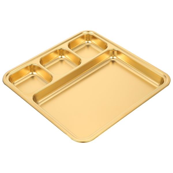 Plate Plates Divided Dinner Stainless Steel Food  Tray Compartment 4 Indian Trays Lunch Serving Portions Adults Thali Dishes