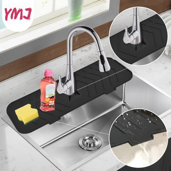 Kitchen Silicone Faucet Mat Sink Splash Guard Faucet Drainage Mat Drying Pad Kitchen Bathroom Countertop Protection Mat 3 Colors