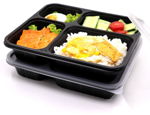 10/20 Pcs Plastic Bento Box Meal Storage Food Prep Lunch Box 4 Compartment Microwavable Containers Home Lunchbox