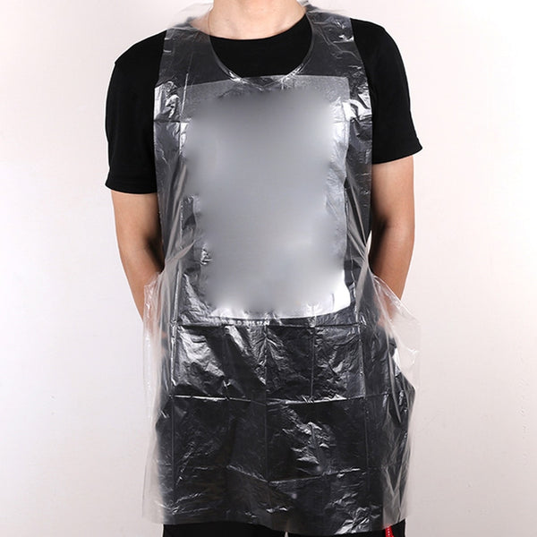 100pcs Disposable Apron Clear Bib Transparent Waterproof Anti Dust Plastic Cooking Painting Sleeveless Antifouling Supplies