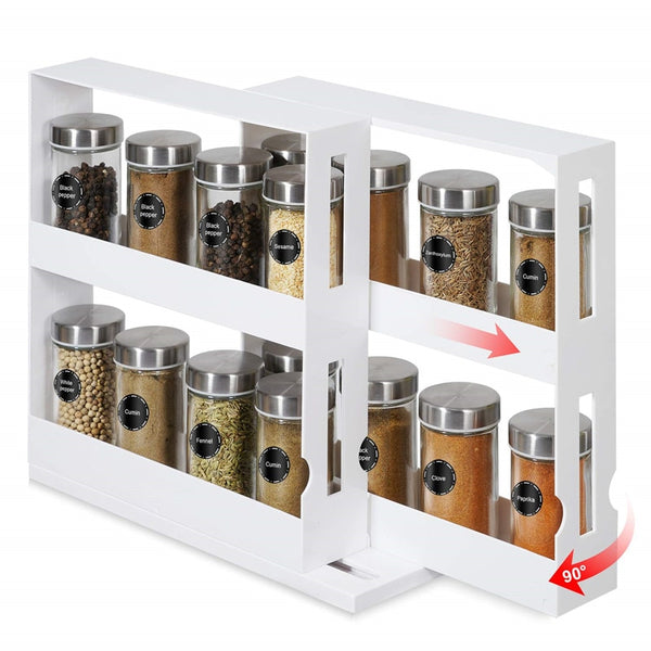 Spice Organizer Rack Multi-function Rotating Storage Shelf Slide Spice Organizer Cabinet Cupboard Organizer Kitchen Storage Rack