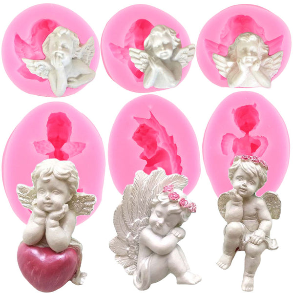 3D Cupid Angel Baby Silicone Fondant Molds Cake Decorating Tools Soap Resin Chocolate Candy Dessert Cupcake Kitchen Baking Mould